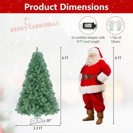 Dreamade 6FT / 7.5FT Pre-Lit Tinsel Christmas Tree with Warm White LED Lights