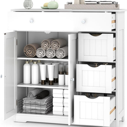 Dreamade Bathroom Storage Cabinet with 4 Drawers and 2 Doors