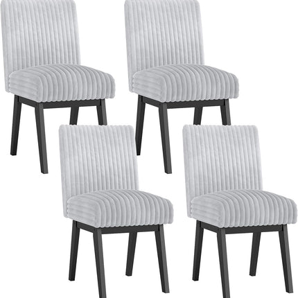 Dreamade Fabric Upholstered Channel Tufted Kitchen Chair w/ 6" Thick Padded Seat & Backrest