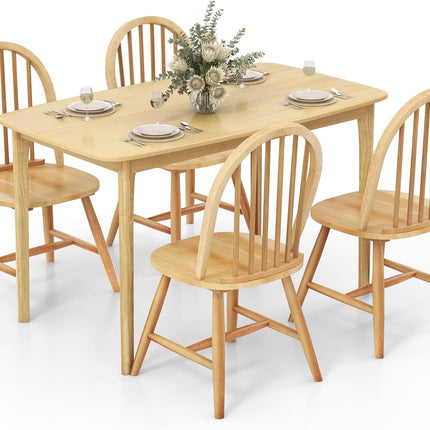 Dreamade 48" L Rectangular Wooden Dining Table, Solid Rubber Wood Kitchen Table (Natural)
