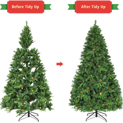 7ft Pre-Lit Artificial Christmas Tree, Premium Spruce Hinged Tree with 460 LED Lights - DreamadeUS