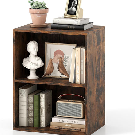 Dreamade 2-Cube Bookshelf | 2-Layer Storage Shelf Bookcase w/Large-Capacity Open Storage Space