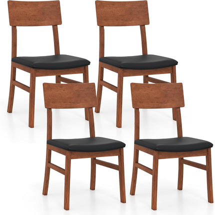 Dreamade Wooden Dining Chairs Set Kitchen Side Chairs w/Rubber Wood Legs Faux Leather Upholstered Seat