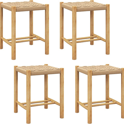 Dreamade Wood Stools Set of 2, 18" Tall Boho Backless Stool Chairs with Rubber Wood Legs