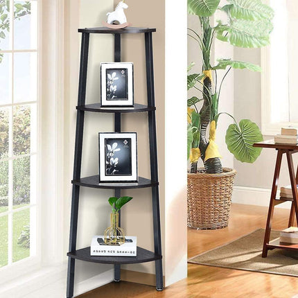 4-Tier Corner Shelf Industrial Multipurpose Bookcase - Dreamadeus