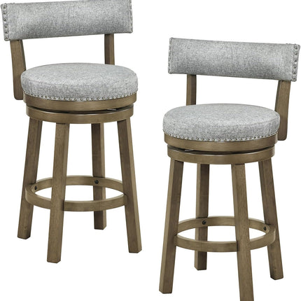 Dreamade Swivel Bar Stool | 27" Counter Height Stool with Linen Fabric Upholstered Seat & Back
