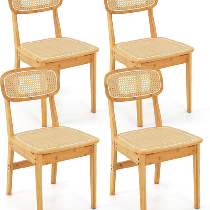 Dreamade Rattan Dining Chairs Set of 2, Boho Cane Kitchen Chairs, Max Load 300 Lbs