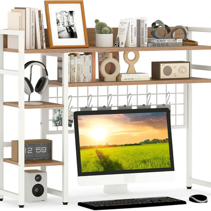 Dreamade Desktop Bookshelf 37" Desk Shelf for Up to 32" Computer Monitors