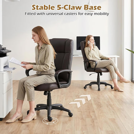 Dreamade Faux Leather Office Chair Computer Desk Chair with Rocking Function