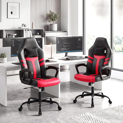 Dreamade Faux Leather Upholstered Office Chair w/Removable Head Pillow
