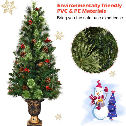 4 FT Christmas Tree Pre-Lit Tabletop Artificial Entrance Tree with 60 Led Lights - DreamadeUS