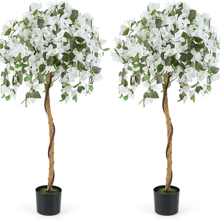 Dreamade 4.5FT Bougainvillea Artificial Tree, Fake Potted Plant w/ 312 Flowers