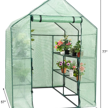 Outdoor Portable Greenhouse Mini Walk in 3 Tiers 8 Shelves Stands