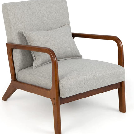 Dreamade Modern Accent Chair with Pillow - Comfy Upholstered Lounge Armchair with Anti-Slip Felt Pads