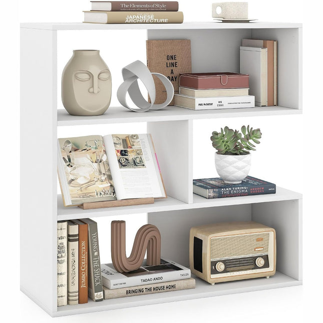 Dreamade 3-Tier Bookshelf, Wooden Concave Bookcase for Small Space | Modern Freestanding Display Storage Shelves