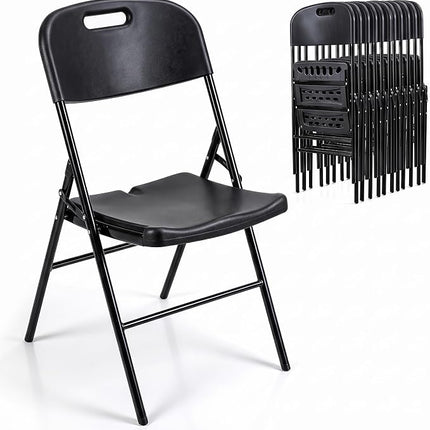 Dreamade Folding Plastic Chairs 4 Pack w/HDPE Backrest & Seat, White | Stackable Portable Seating w/ Steel Frame