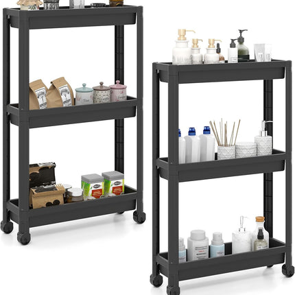 Dreamade 2-Pack 3-Tier Slim Rolling Storage Cart