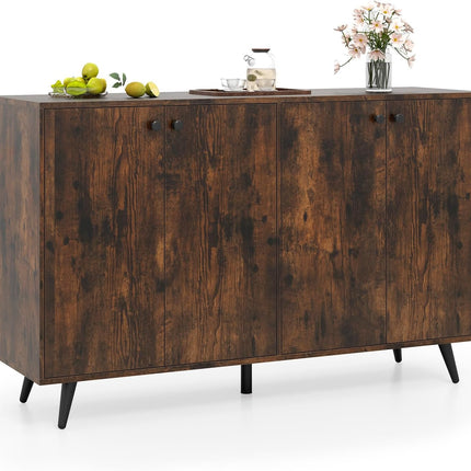 Dreamade Buffet Sideboard 4-Door Storage Cabinet with 5-Position Adjustable Shelves