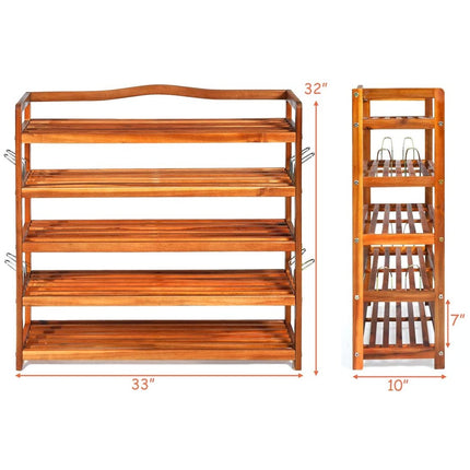 5-Tier Wood Shoe Rack Entryway Shoe Shelf Storage Organizer - Dreamade