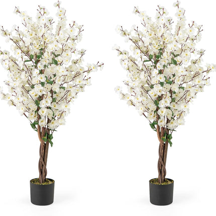 Dreamade 47” Faux Plum Blossom Plant with White Fabric Flower