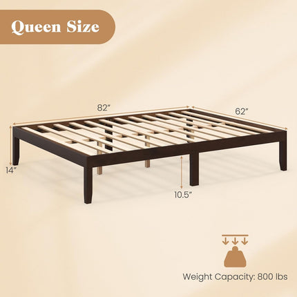 Dreamade 14 Inch Twin Wood Platform Bed Frame, Minimalist Twin Bed Frame with Wooden Slats Support & Rubber Wood Legs