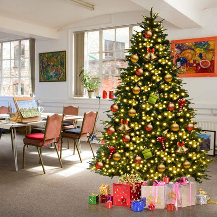 7.5FT Artificial Christmas Tree Pre-Lit Spruce Hinged Tree - DreamadeUS