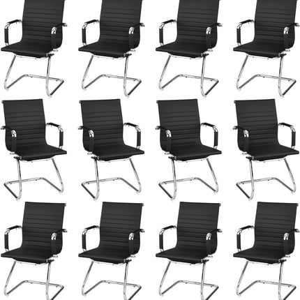 Dreamade Conference Chair Set of 4 Heavy Duty PU Leather W/Protective Arm Sleeves