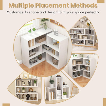Dreamade 3-Tier Bookshelf, Wooden Concave Bookcase for Small Space | Modern Freestanding Display Storage Shelves