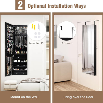 DREAMADE Jewelry Armoire Over The Door Mirror Jewelry Cabinet