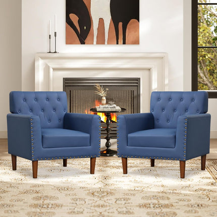 Dreamade Mid Century Modern Accent Chair with Button Tufted Decoration and Rivets