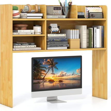 Dreamade Desktop Bookshelf, 37" Desk Hutch Dorm for Computer Up to 32 Inch