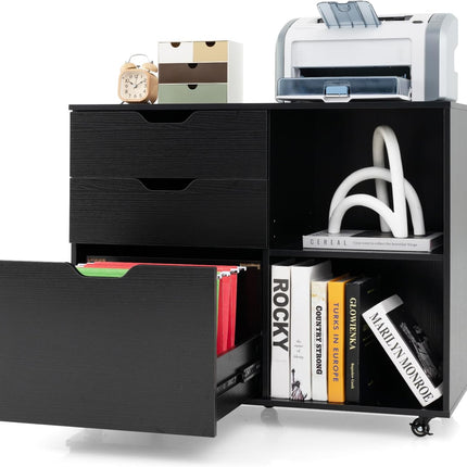 Dreamade 3 Drawer File Cabinet, Office Storage Cabinet Fits Files Letter, A4, Legal Size