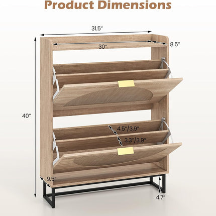 Dreamade Narrow Shoe Storage Cabinet with 2 Flip Drawers