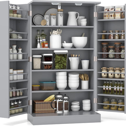 Dreamade 41" Kitchen Pantry Cabinet, 2-Door Storage Cabinet with 17 Shelves