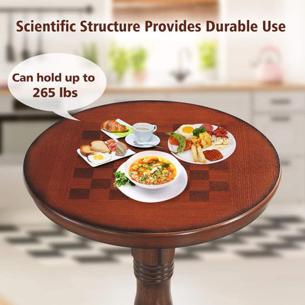 Table 42" Wooden Round Pub Pedestal Side Table - Dreamadeus