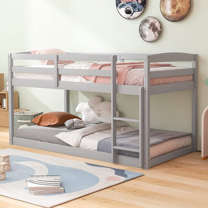 Dreamade Solid Wood Twin Over Twin Bunk Bed Frame
