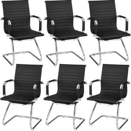 Dreamade Conference Chair Set of 4 Heavy Duty PU Leather W/Protective Arm Sleeves