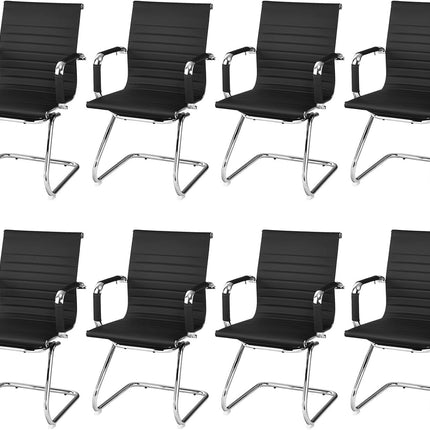 Dreamade Conference Chair Set of 4 Heavy Duty PU Leather W/Protective Arm Sleeves