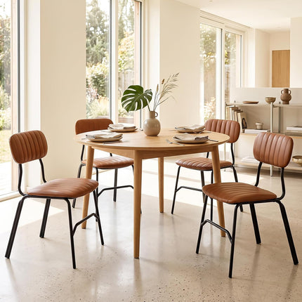 Dreamade Metal Dining Chairs PU Leather Upholstered Kitchen Chairs | Modern Dining Room Chair w