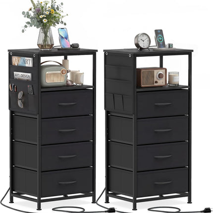 Dreamade Modern 34" Bedside Table with 4 Fabric Drawers (1/2)