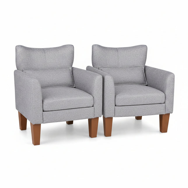 Dreamade Modern Accent Chair with Removable Seat Cushion & Pillow | Upholstered Armchair w/ Strong Support Legs