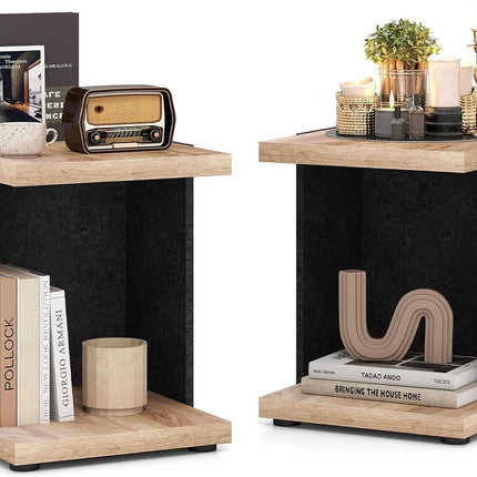 Dreamade 2-Tier Sofa Side Table with Open Storage Shelf