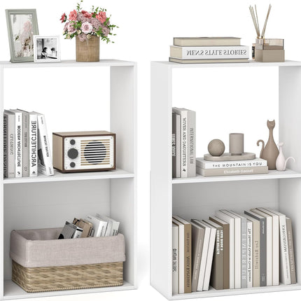Dreamade 3-Tier Bookshelf | 2-Cube Bookcase w/Open Storage Compartment (1/2)