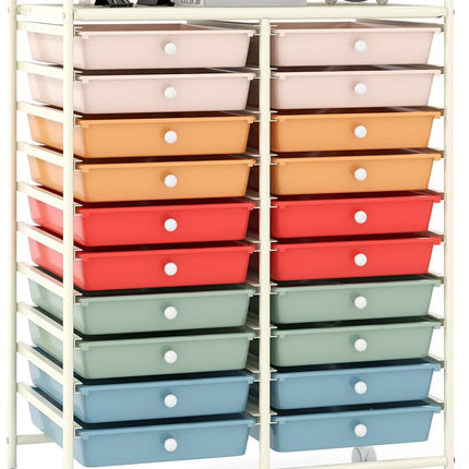 Dreamade Storage Drawer Carts, 20-Drawer Organizer, Utility Cart on Wheels