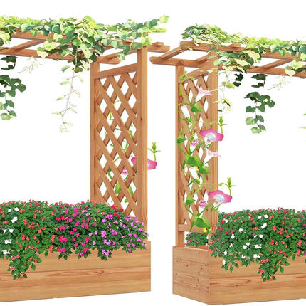 Dreamade Raised Garden Bed with 2-Sided Trellis & Hanging Roof