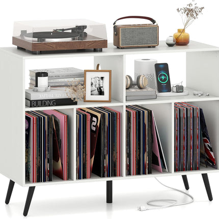 Dreamade Large Record Player Stand with Charging Station