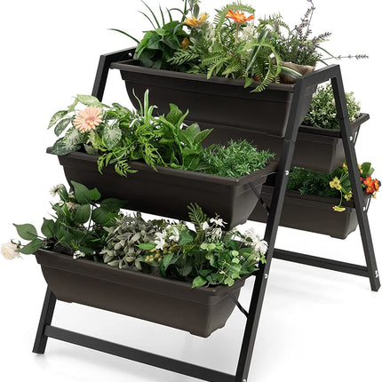 Dreamade Set of 2 Vertical Raised Garden Bed, 5 Planter Boxes Container w/ Drainage Holes