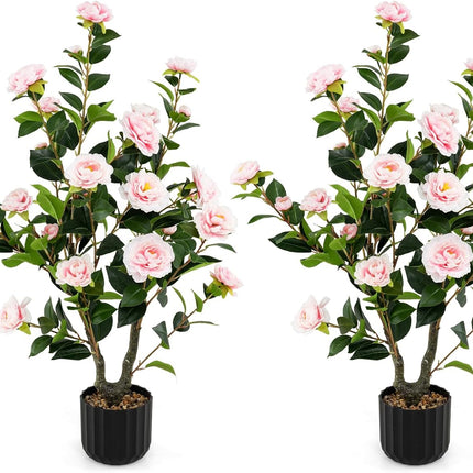 Dreamade 38" Artificial Camellia Tree Flower Plants Artificial Tree