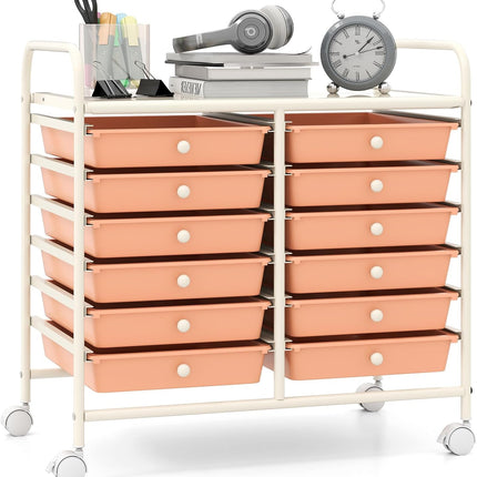 12 Drawers Rolling Cart for Office School Supplies - 25” x 15” x 24.5”