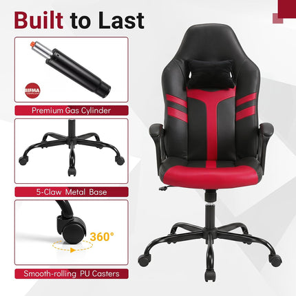 Dreamade Faux Leather Upholstered Office Chair w/Removable Head Pillow